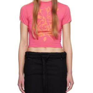 Open YY Pink Rose baby Graphic Crop Top